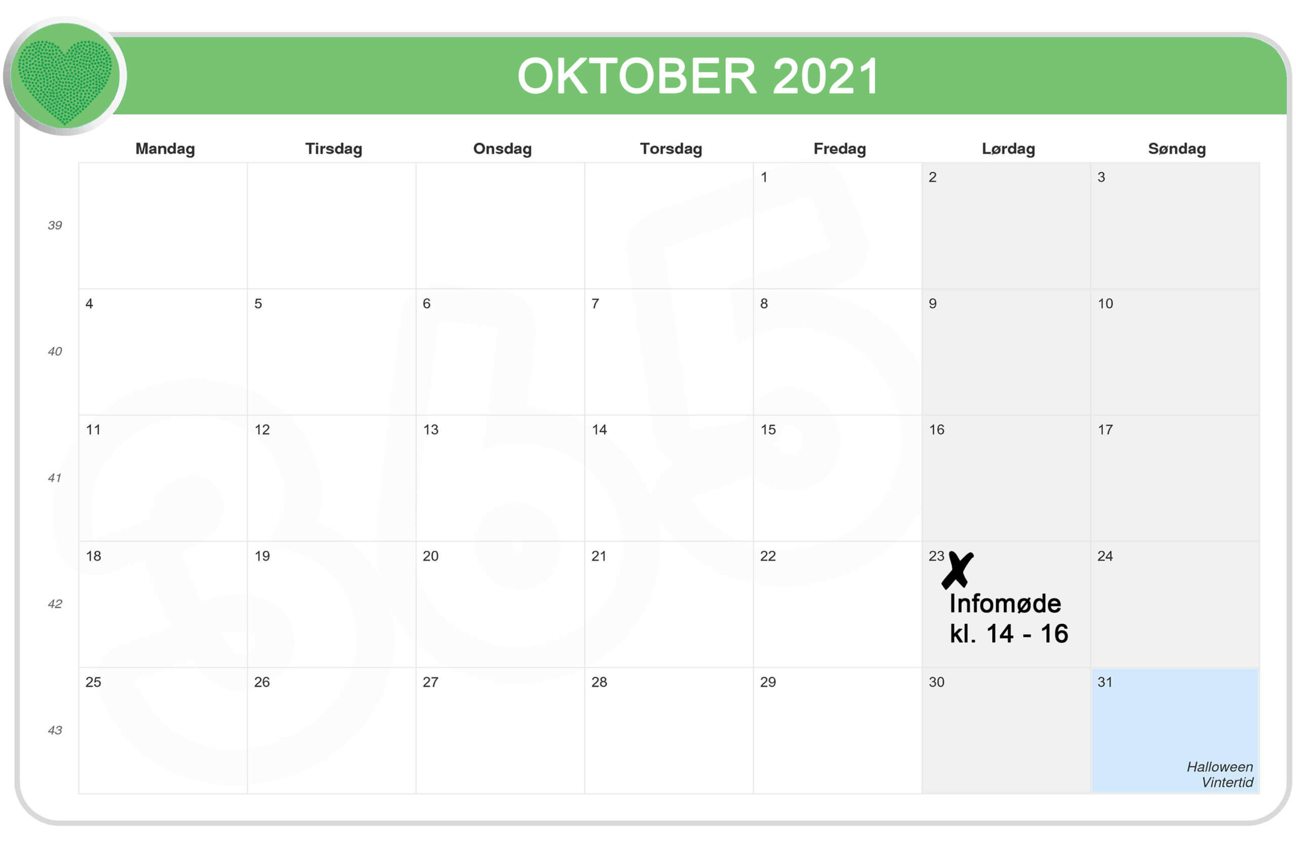 CBD Silkeborg - Kalender oktober 2021